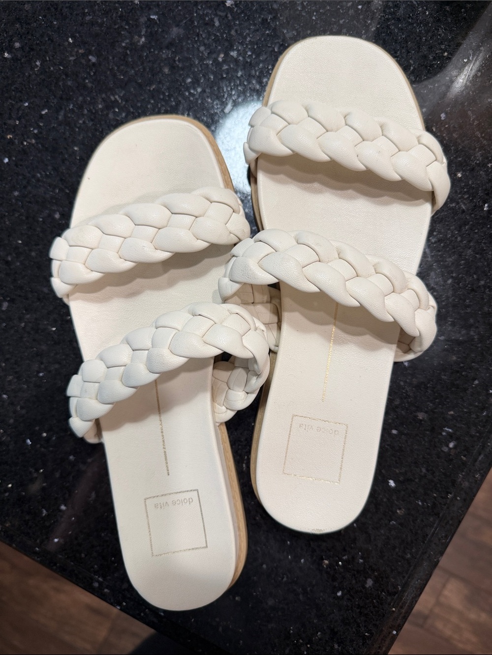Dolce Vita White Braided Double-Strap Slide Sandals